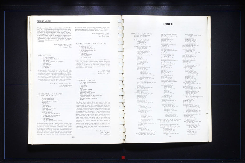 Beta Sigma Phi: Meats Cookbook - (1968) - Vintage Recipes - Greek Association