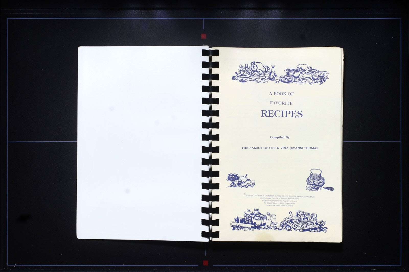 Ott & Vina (Evans) Thomas Cookbook (1988) - Family Recipes