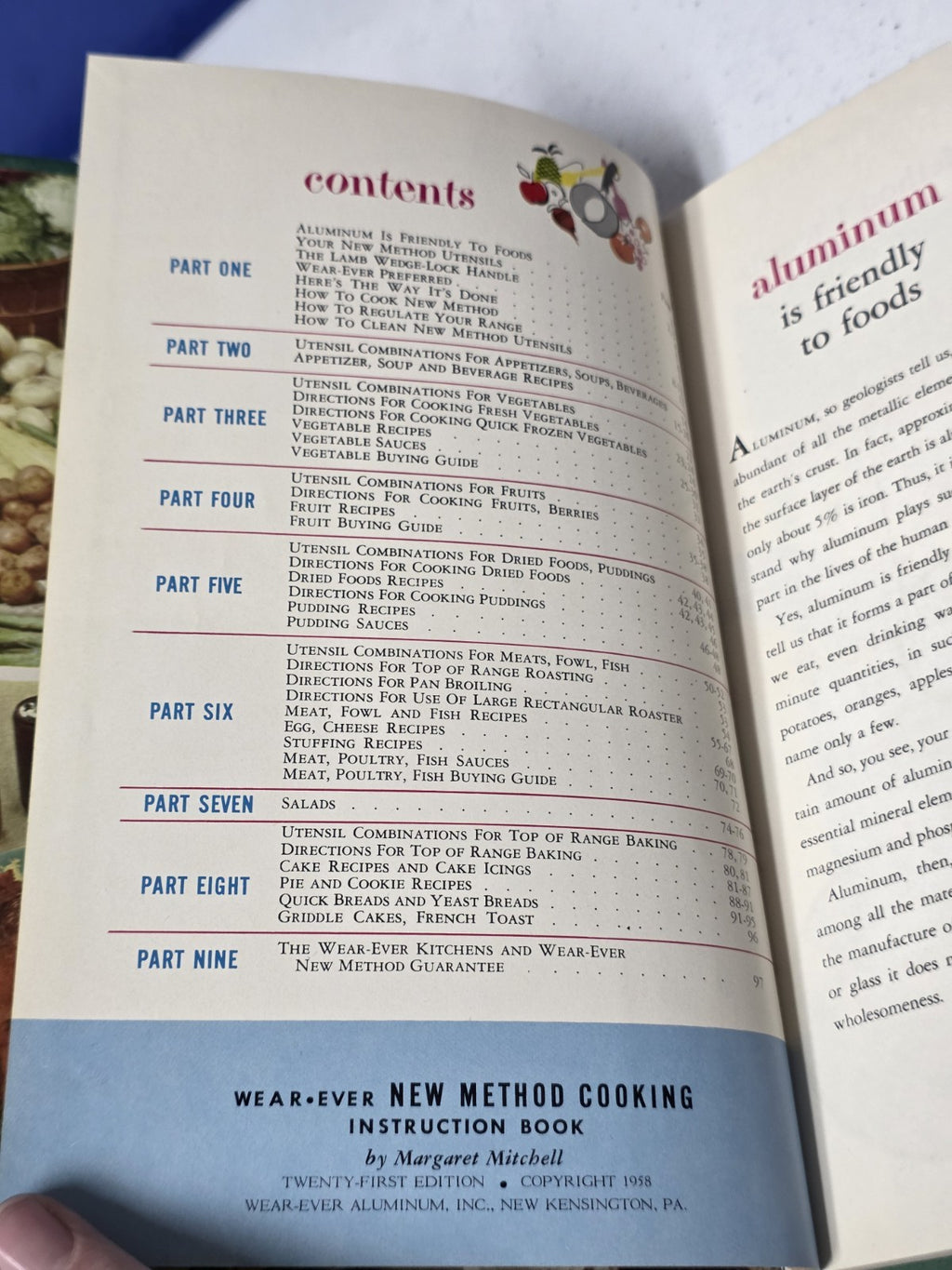 Wear-Ever New Method Cooking Instruction Book Cookbook, 1950s Hardcover