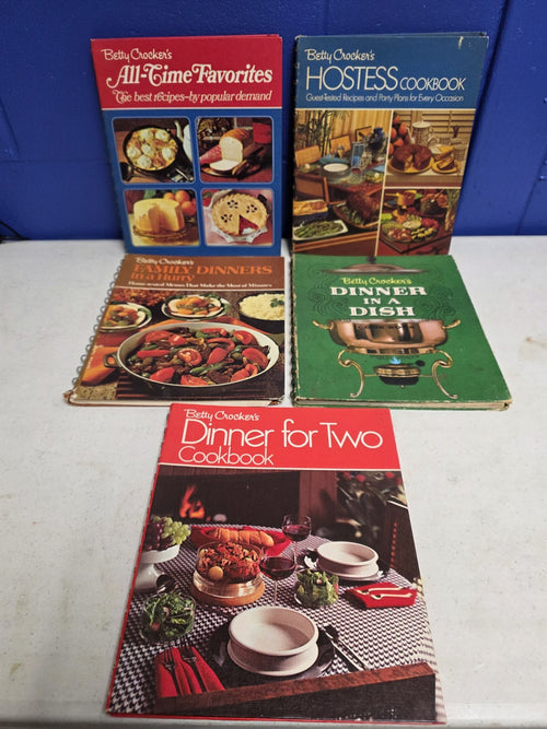 Betty Crocker Set of 5 Cookbooks 1960s Large Spirals - Family Dinners, Hostess