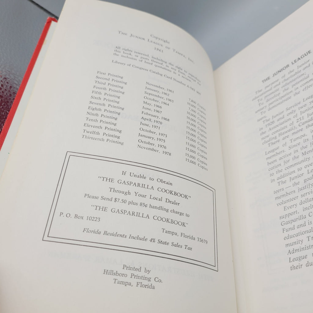 The Gasparilla Cookbook Favorite Florida West Coast Recipes 60's Tampa Jr League