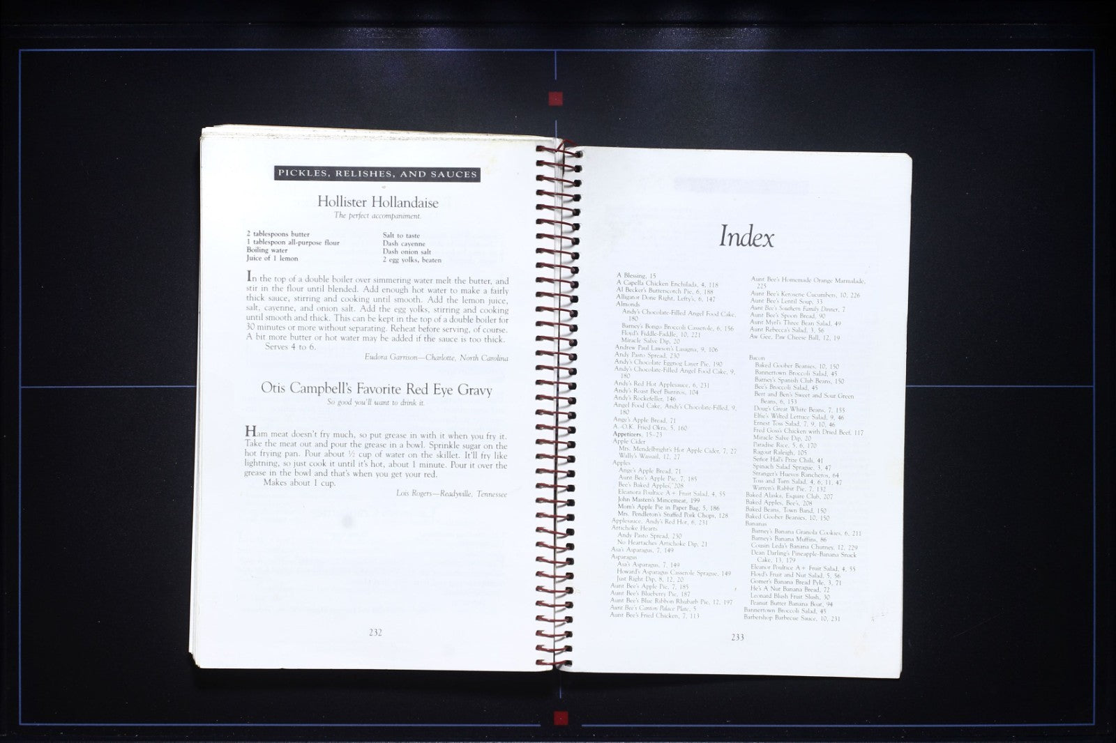 Aunt Bee's Mayberry Cookbook (1991)  - Spiral - Vintage Pop Culture Recipe Book