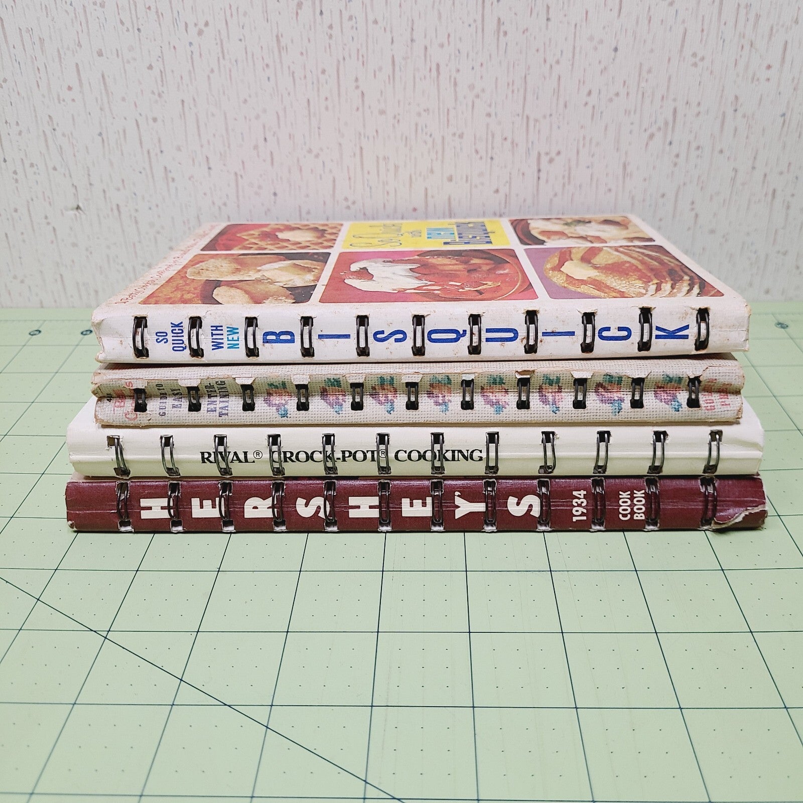 Lot of 4 - Spiral Cookbooks - Vintage: Hershey's, Bisquick, Betty Crocker, Rival