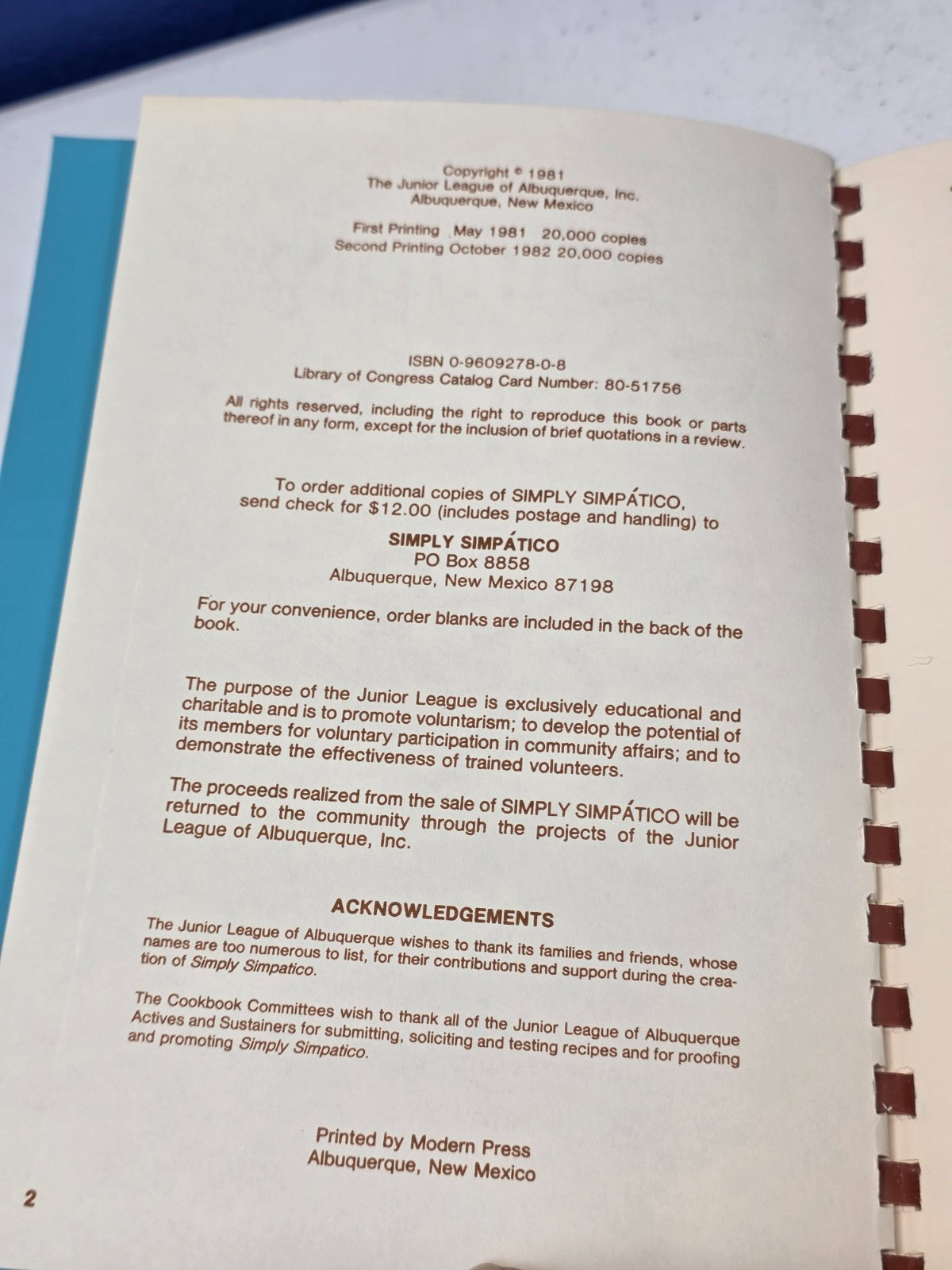 Simply Simpatico A Taste Of New Mexico Cookbook Albuquerque 1981 2nd Printing