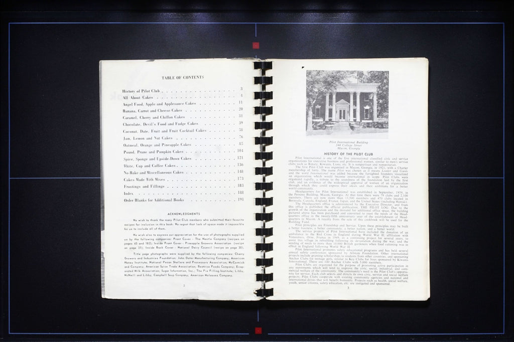 The Pilot Club Cookbook: 900 Favorite Cake Recipes (1965) - Montgomery, Alabama 
