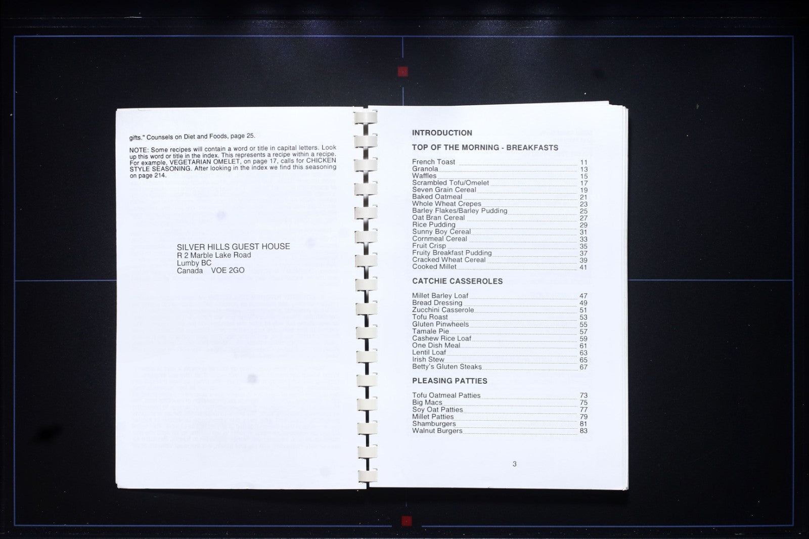 Silver Hills Guest House Cookbook - Lumby, BC, Canada - Vintage Recipes