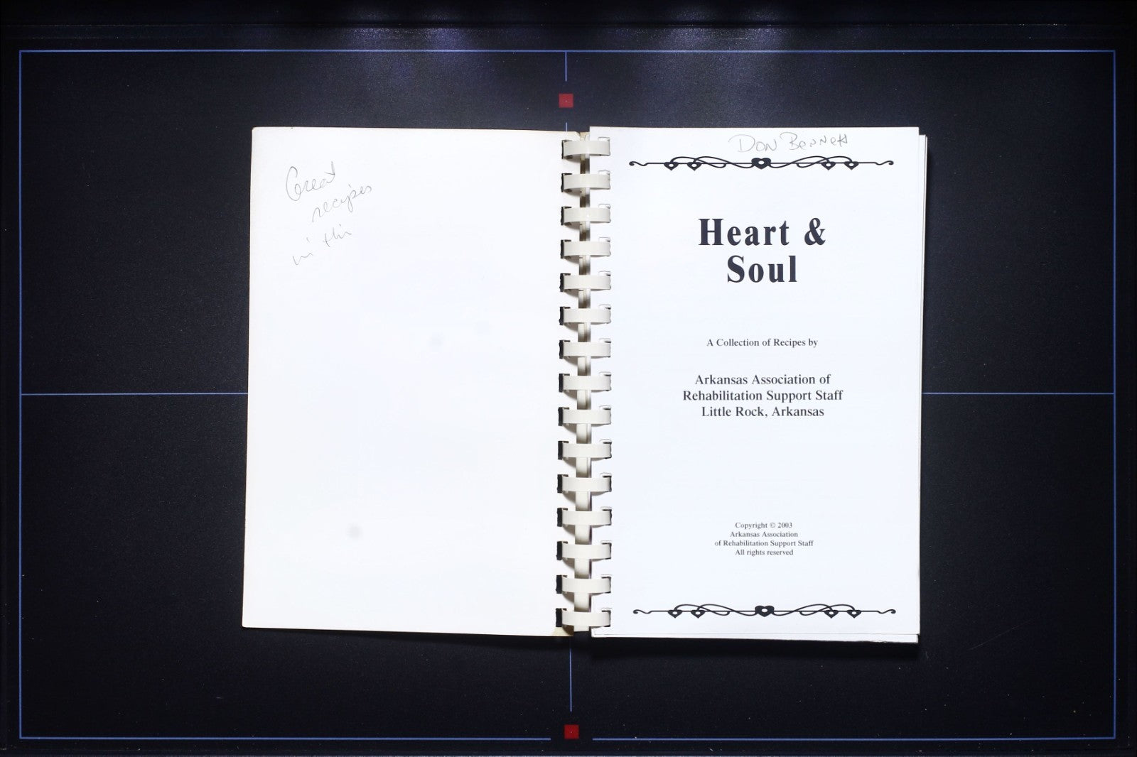 Heart & Soul Cookbook - Rehabilitation Support - Little Rock, Arkansas (2003)
