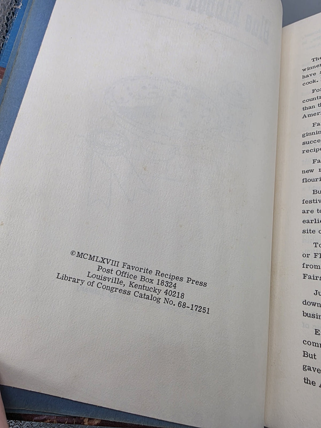 Blue Ribbon Recipes County Fair Winners Vintage 1968 Cookbook Hardcover 