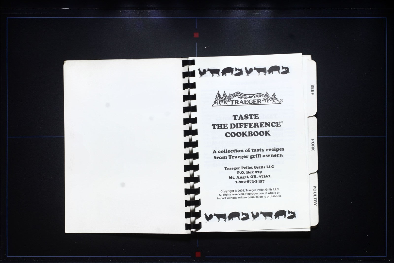 Traeger Cookbook (2008) - Mt. Angel, Oregon - Plastic Comb Binding Recipes