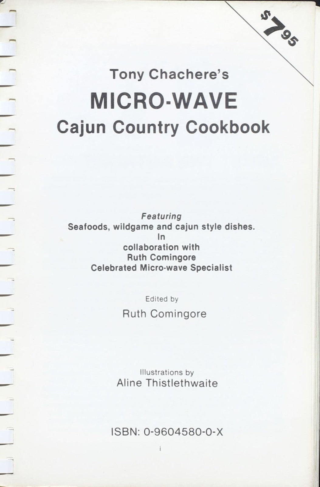 Tony Chachere's Microwave Cajun Country Cookbook - Plastic Comb Binding