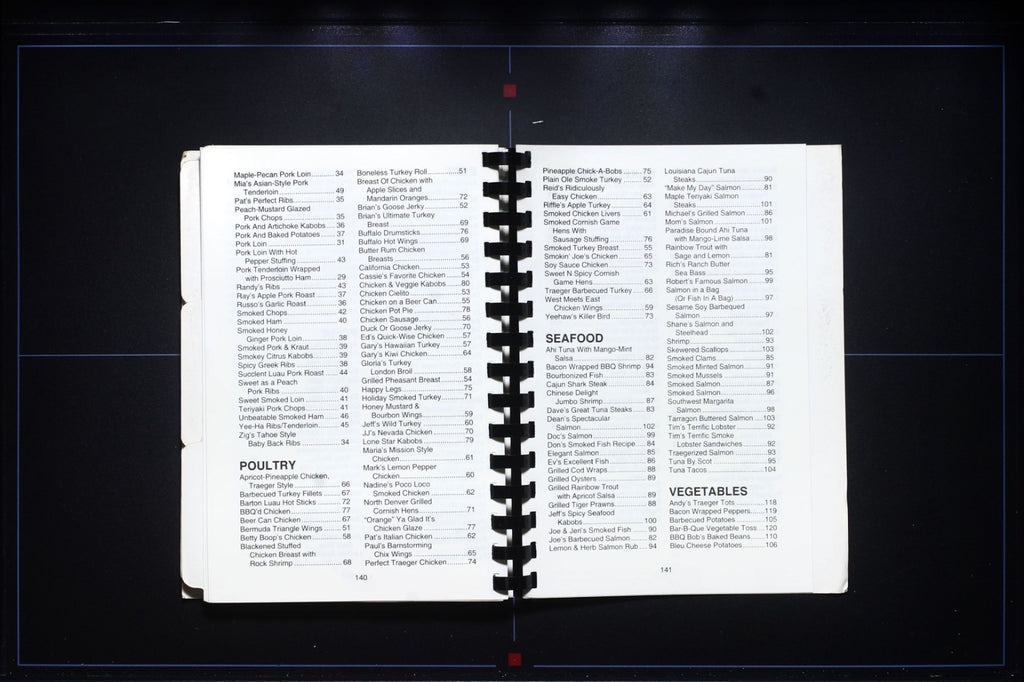 Traeger Cookbook (2008) - Mt. Angel, Oregon - Plastic Comb Binding Recipes