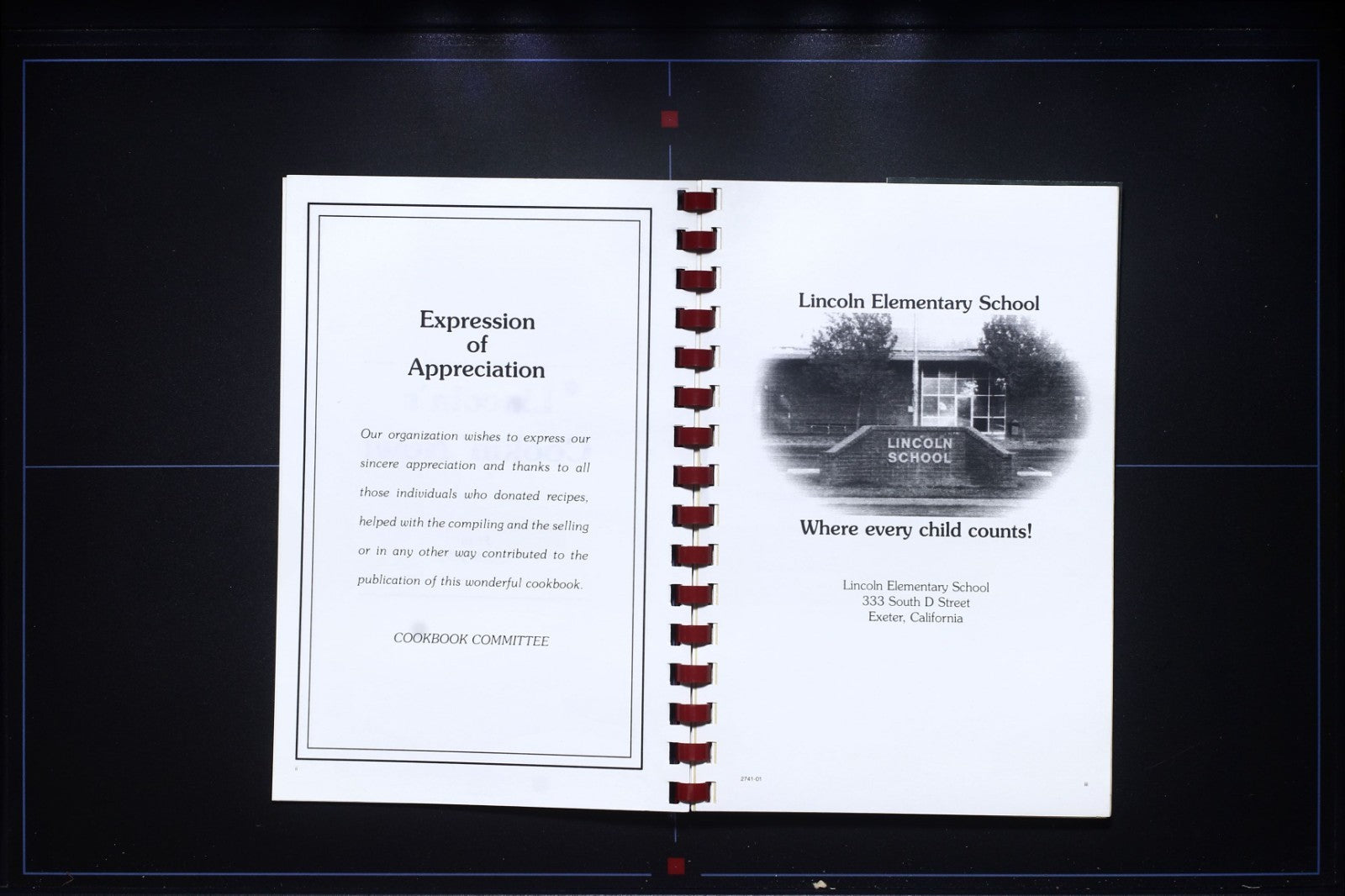 Lincoln Elementary School PTO Cookbook - Exeter, California - Recipes Thin Book