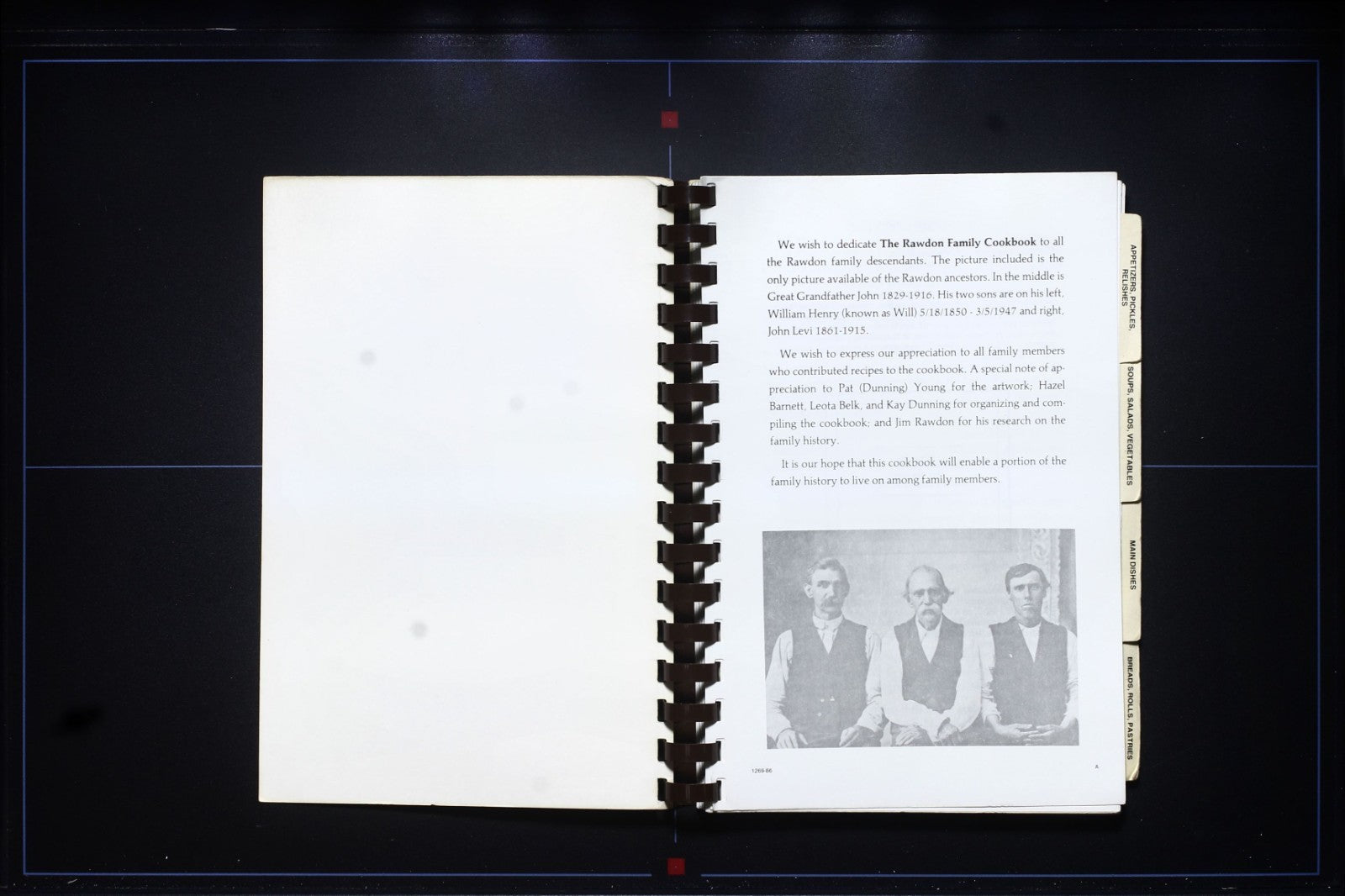 Rawdon Family Cookbook (1986) - Vintage Recipes - Erie, Kansas - Kay Dunning