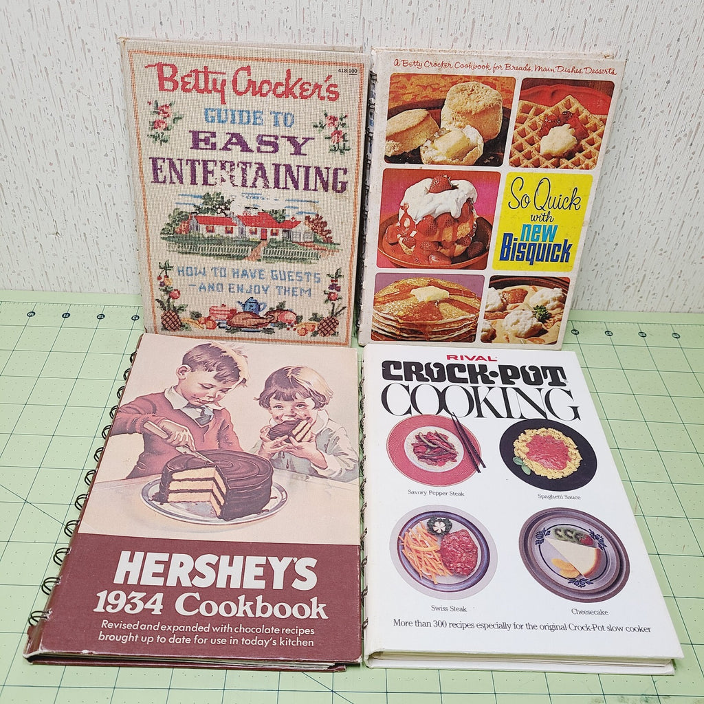 Lot of 4 - Spiral Cookbooks - Vintage: Hershey's, Bisquick, Betty Crocker, Rival
