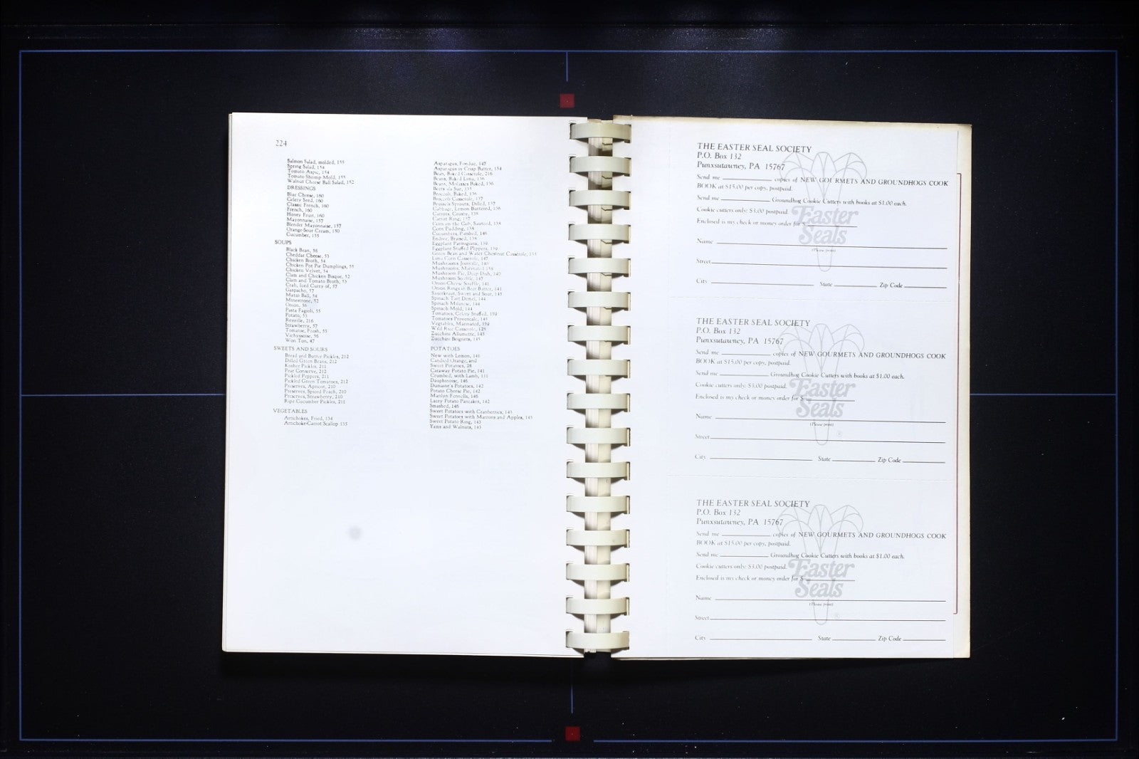 Gourmets & Groundhogs Cookbook - Easter Seal Society - Pennsylvania - Vintage