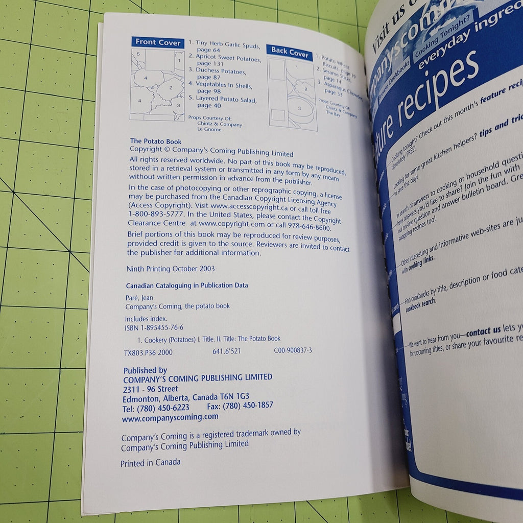 Company's Coming: The Potato Book - Jean Pare Recipes - Vintage Cookbook