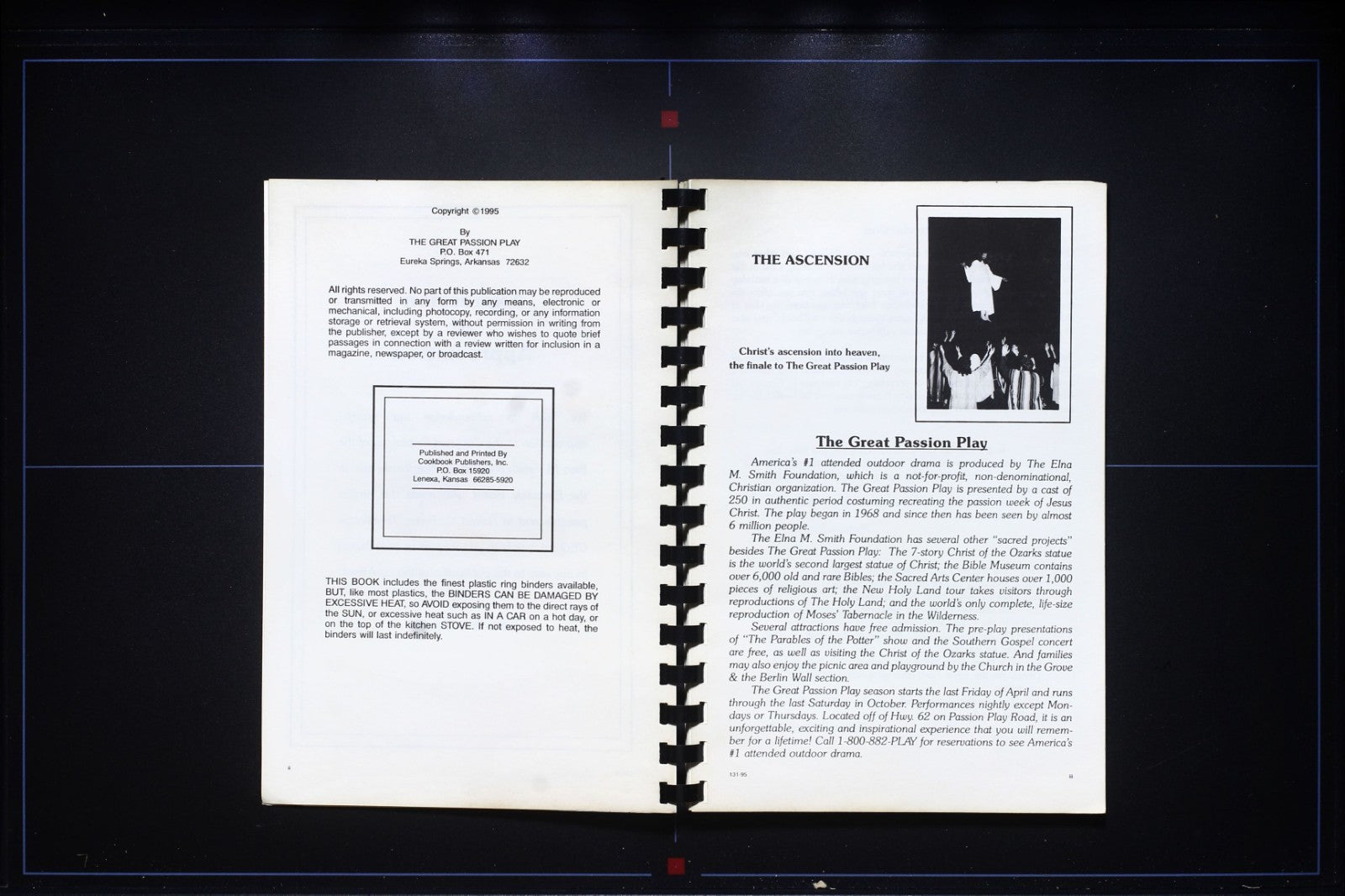 The Great Passion Play Cookbook - Eureka Springs, Arkansas - Vintage Recipes