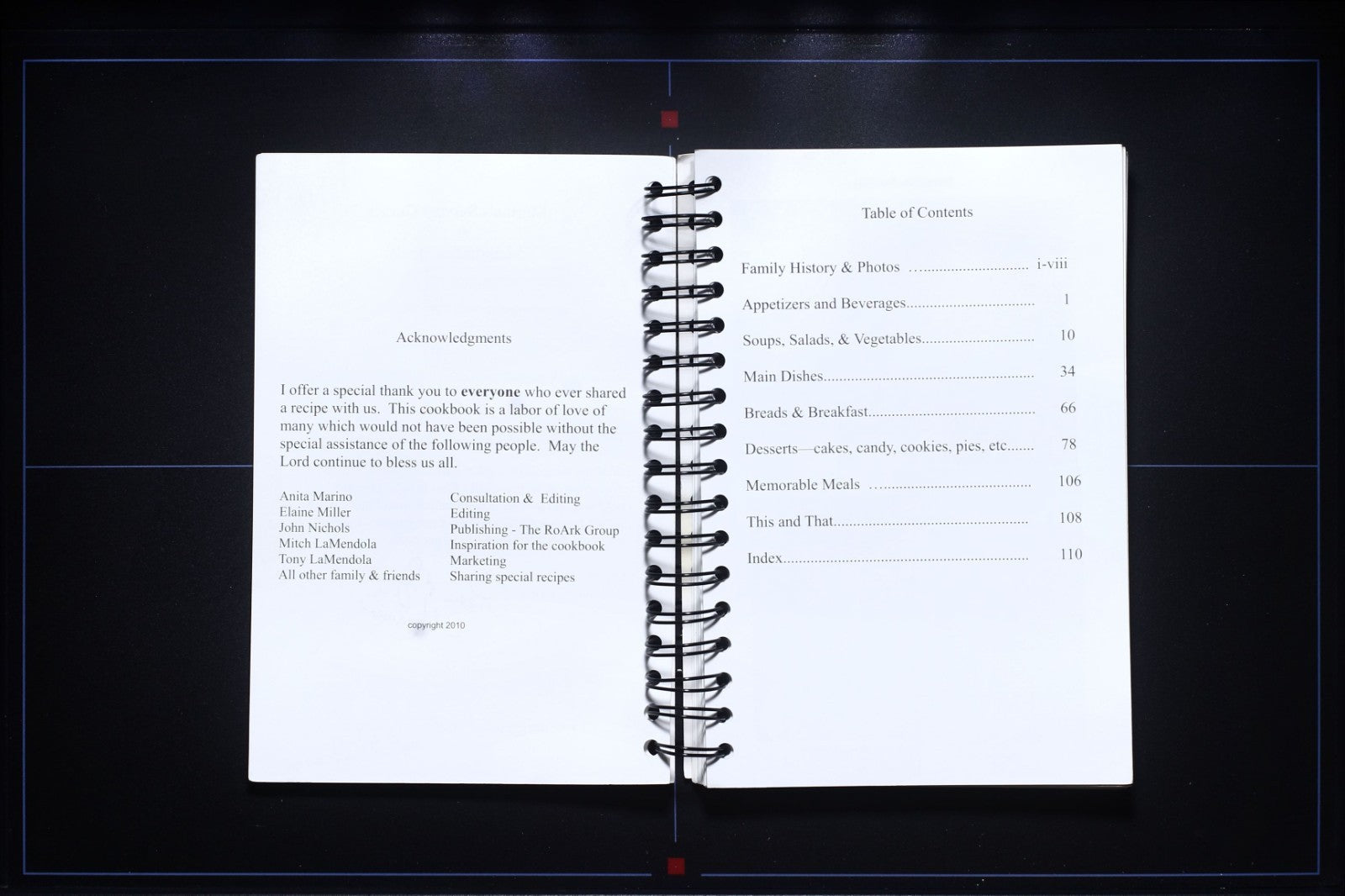 Marino's Sunday Dinner - Springdale, AR - Signed - Family Compilation Cookbook