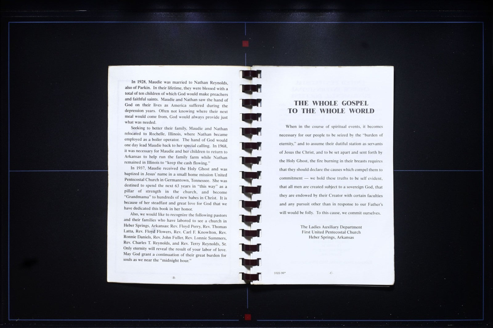 First United Pentecostal Church Cookbook - Heber Springs, Arkansas - Thin Book