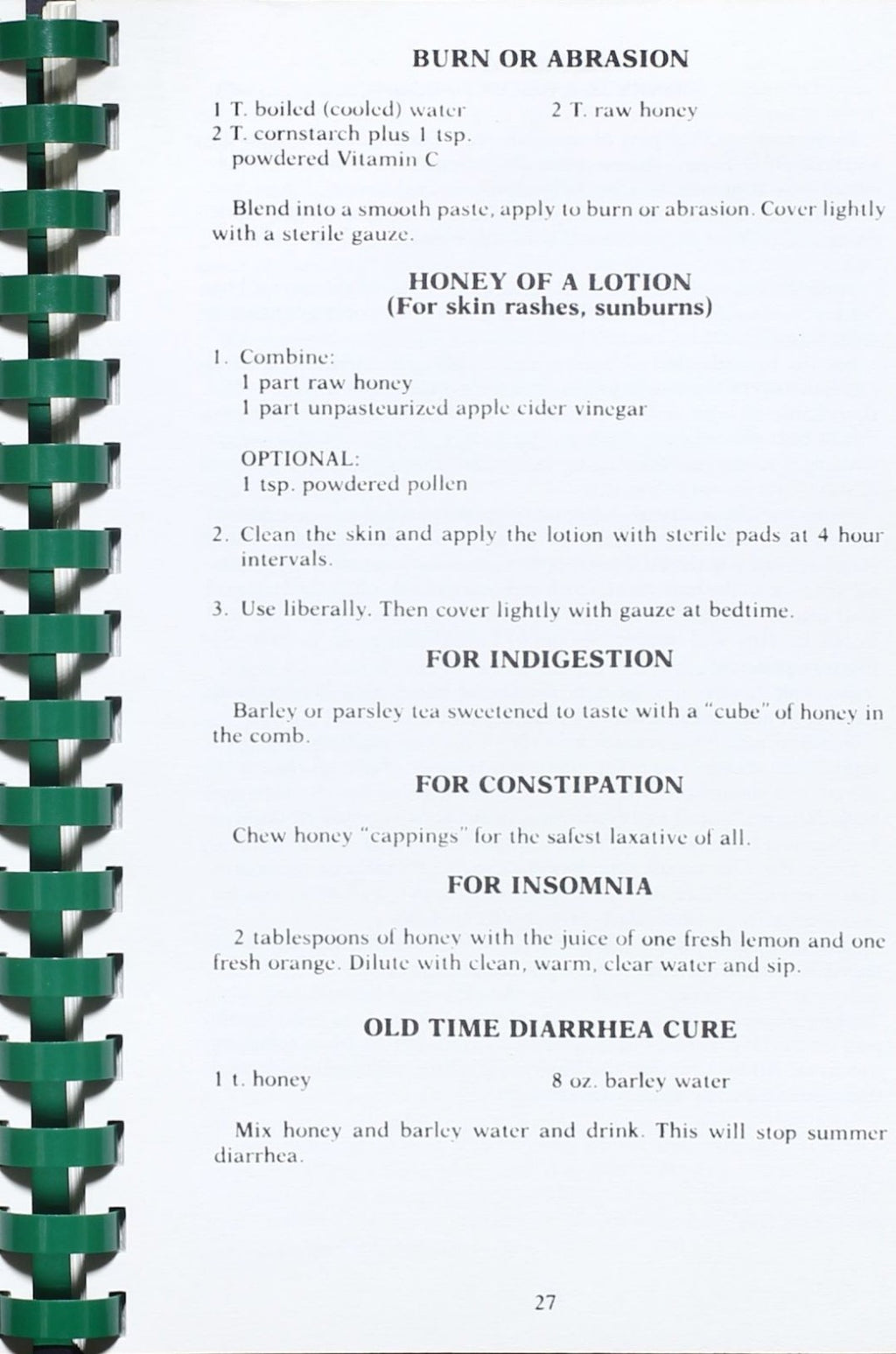 Here's to you, Honey! - Sugarless Cookbook - Joe Parkhill - Plastic Comb Binding