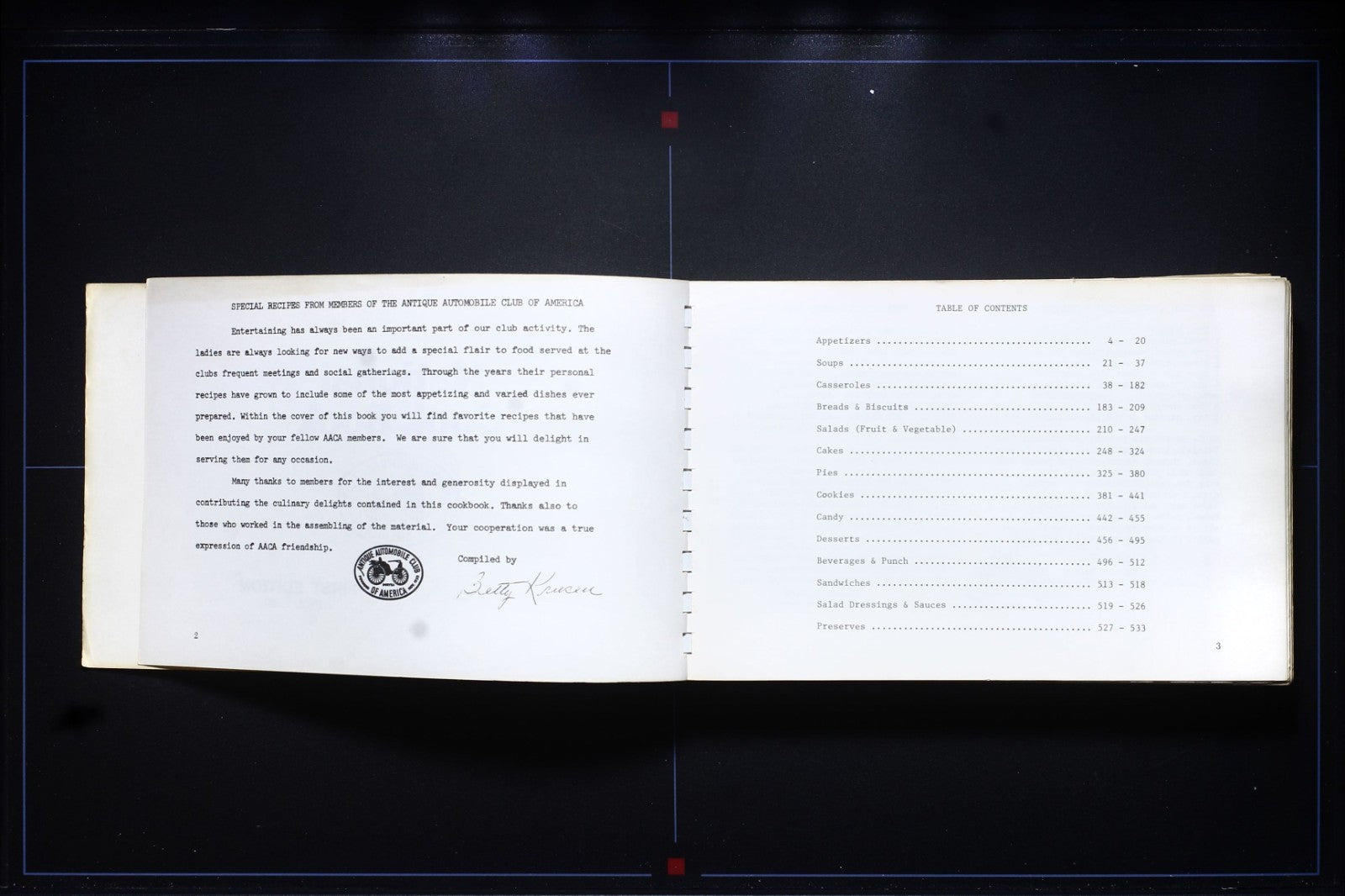 Antique Automobile Club of America Cookbook (1980) - AACA Vintage Recipes 