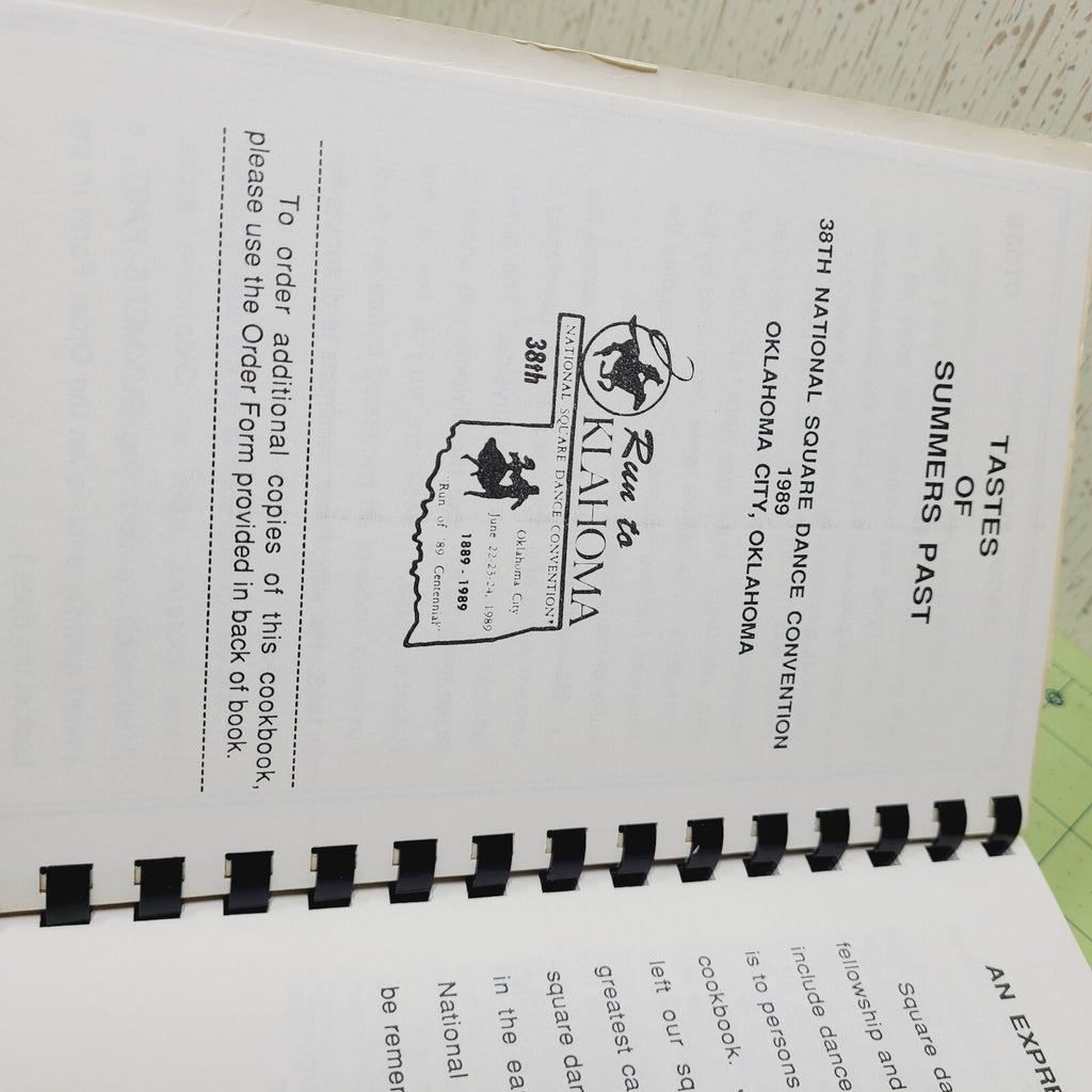 Tastes of Summers Past Cookbook (1989) 38th Square Dance Convention OKC Oklahoma