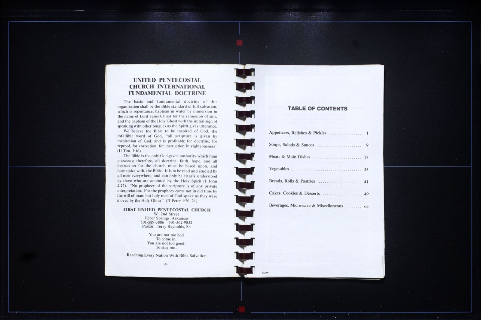 First United Pentecostal Church Cookbook - Heber Springs, Arkansas - Thin Book