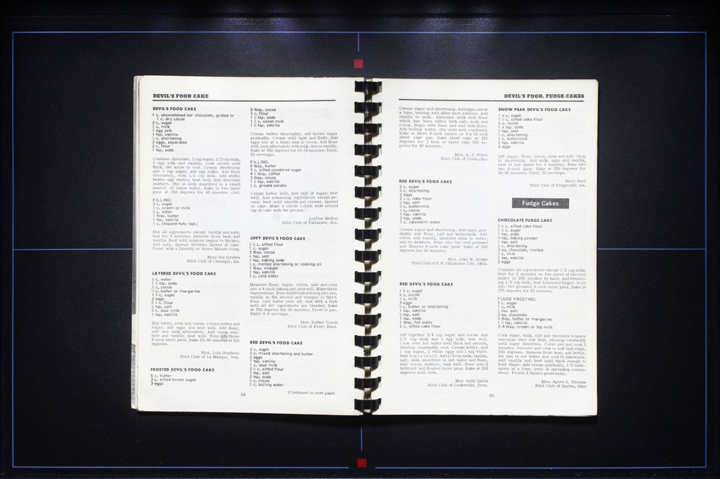 The Pilot Club Cookbook: 900 Favorite Cake Recipes (1965) - Montgomery, Alabama 