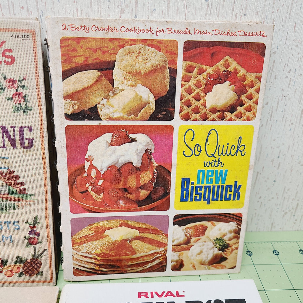Lot of 4 - Spiral Cookbooks - Vintage: Hershey's, Bisquick, Betty Crocker, Rival
